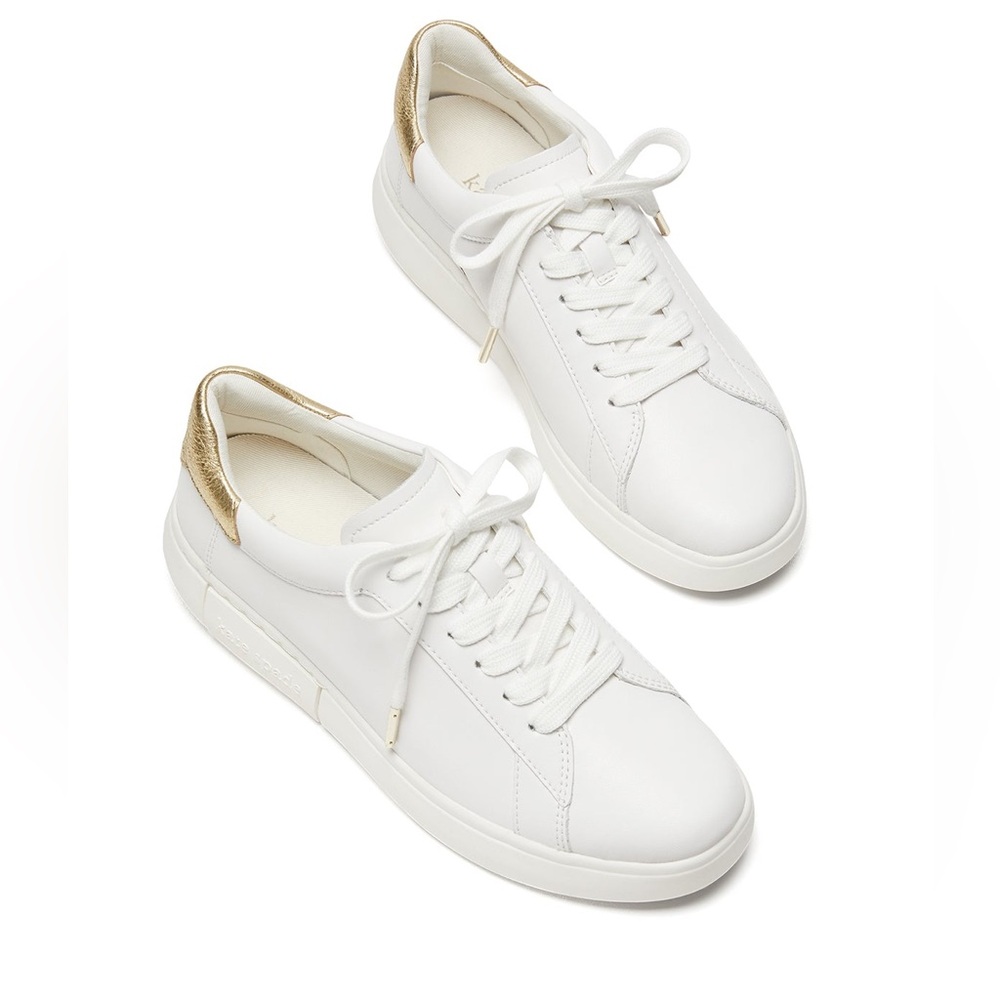 Kate Spade Lift White and Gold Sneakers